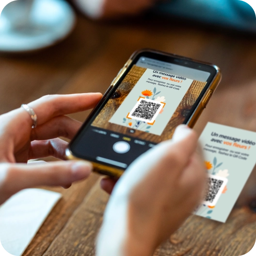The recipient scans the card’s QR Code