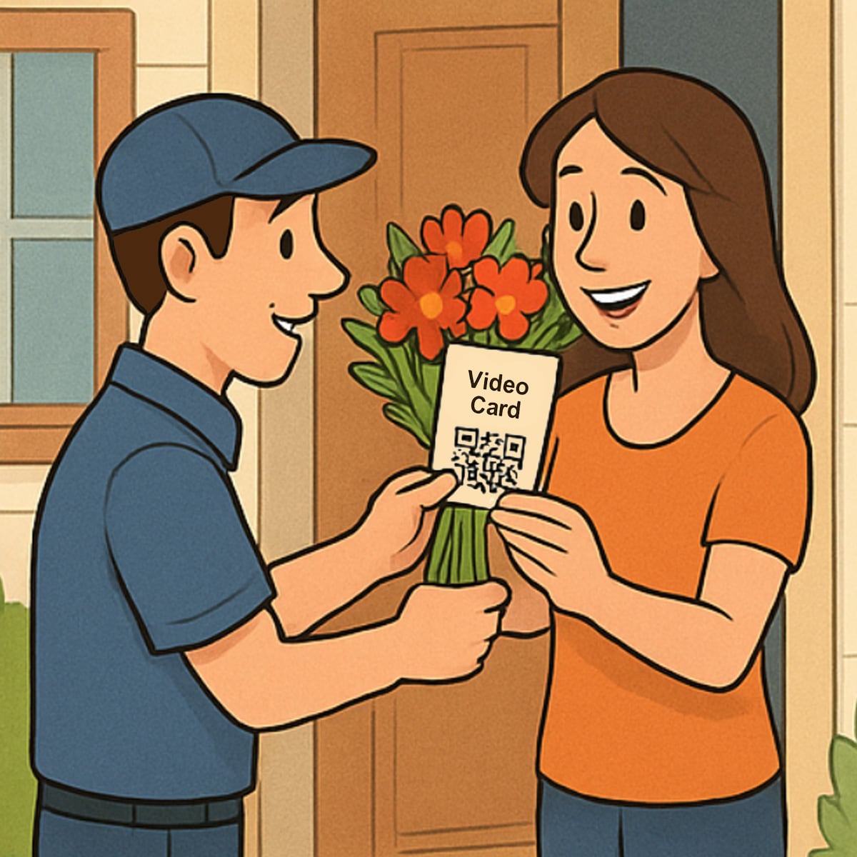 The recipient scans the card’s QR Code